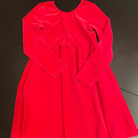 Hanna Andersson Velour Super Soft Skater Dress - size 8, red - Picture 2 of 4